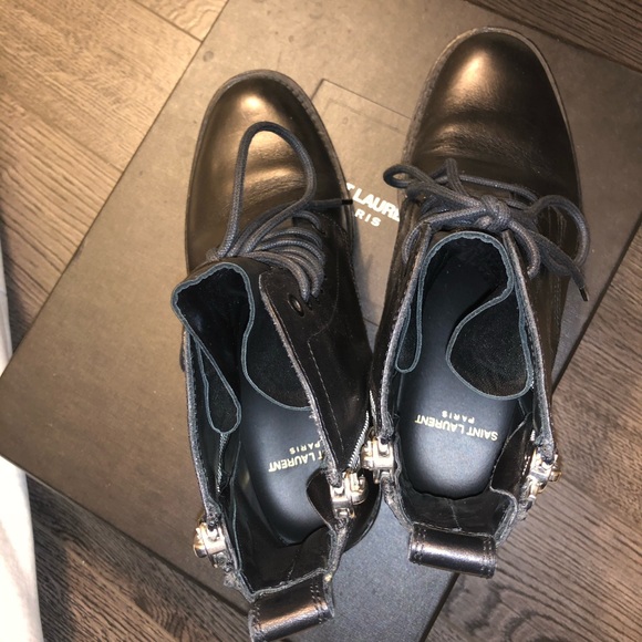 🥇✨ Saint Laurent Black Ranger Combat Boots 38.5 - Picture 3 of 7